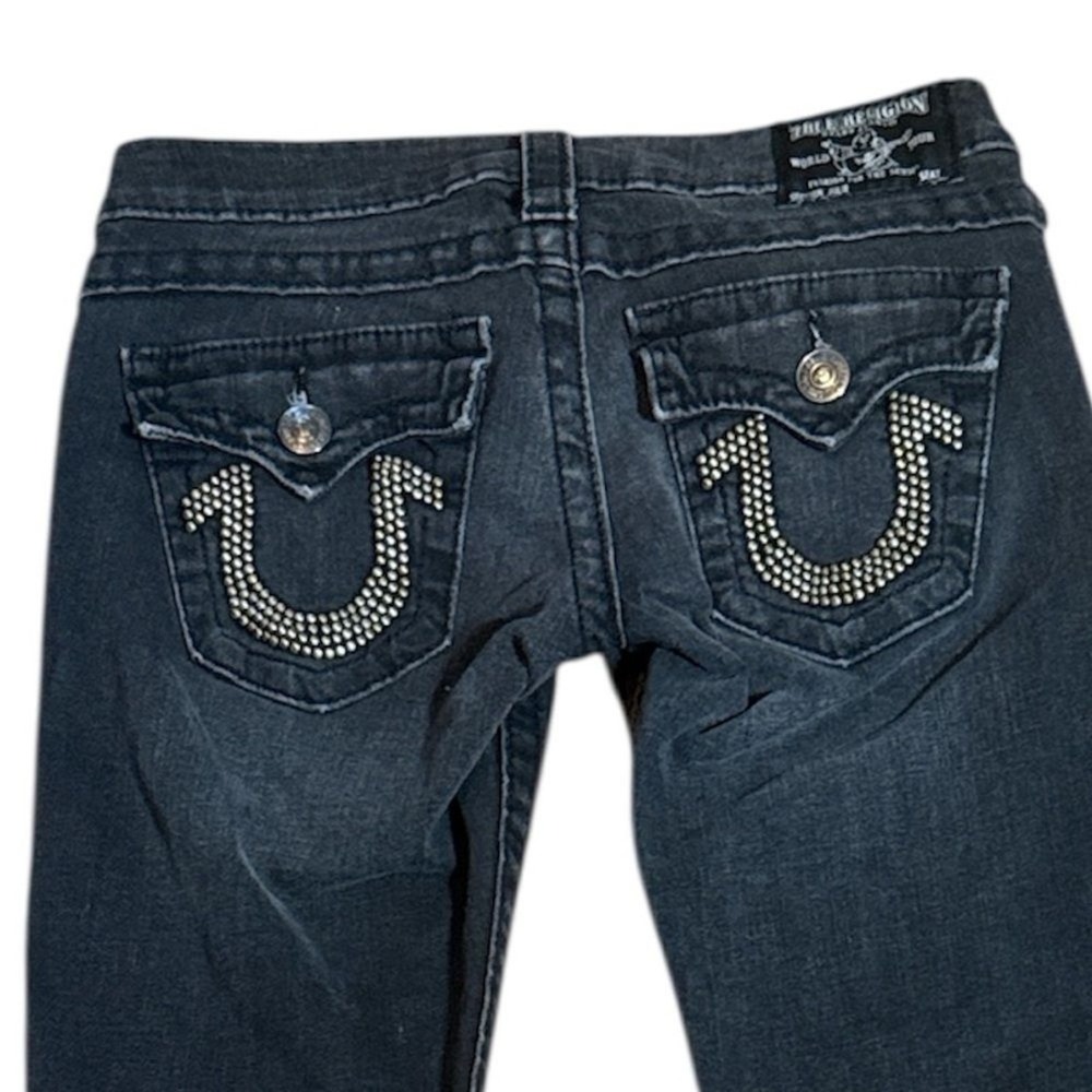 True Religion Black wash Jeans Flap Studded Pocket Julie‎ Skinny size 26